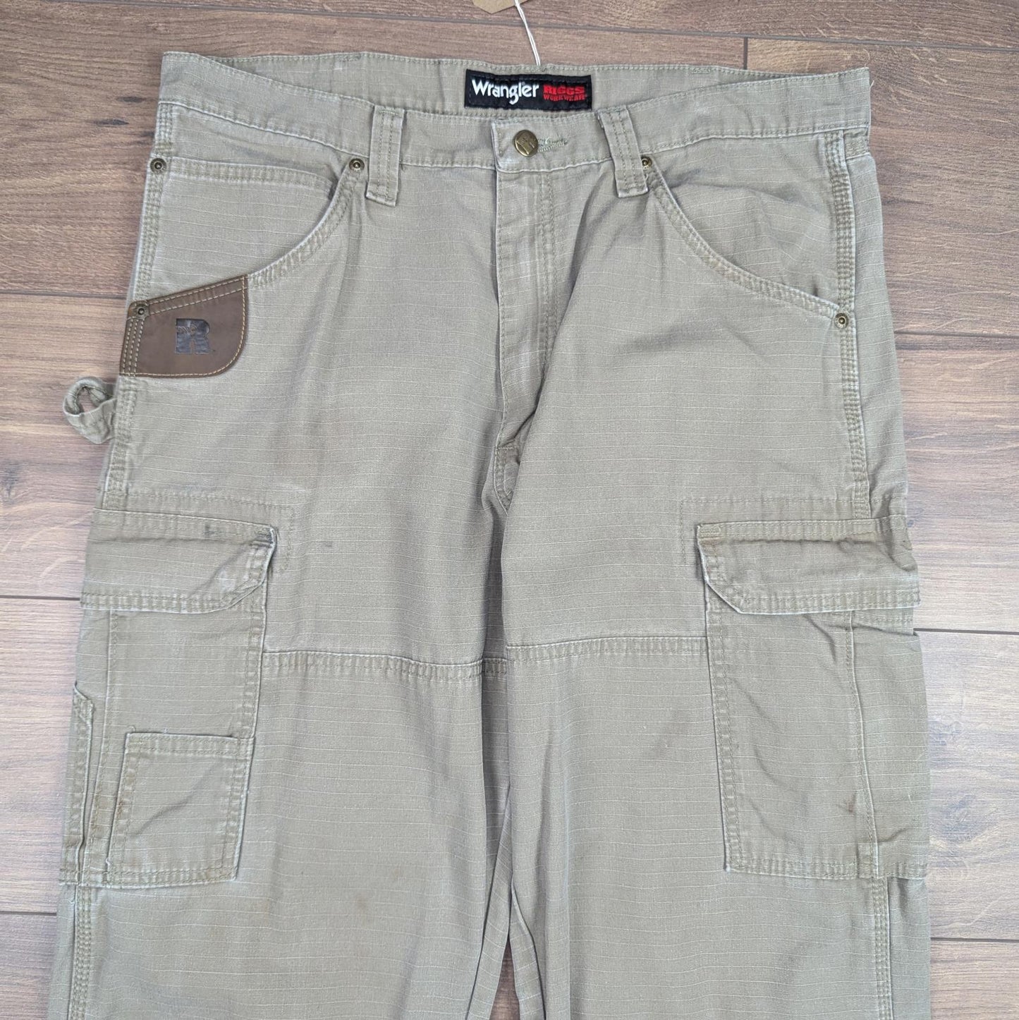 Tan Vintage Wrangler Riggs Workwear Carpenter Cargo Pants Straight Leg W36 L32