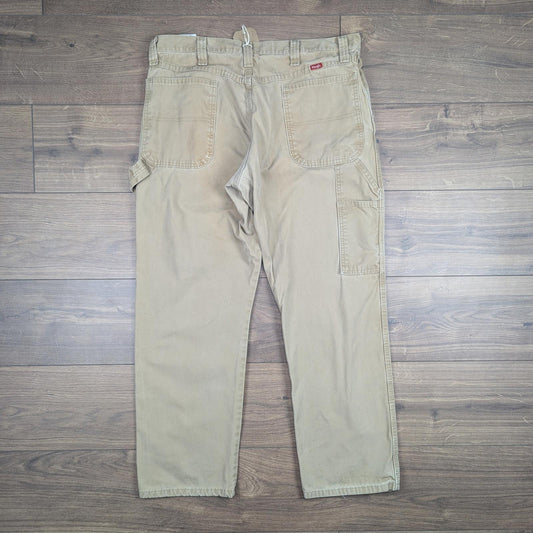 Brown Vintage Wrangler Carpenter Pants Baggy Cargo Straight Leg W36 L30