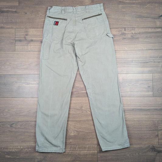 Beige Vintage Wrangler Riggs Workwear Carpenter Pants Cargo Straight Leg W36 L30