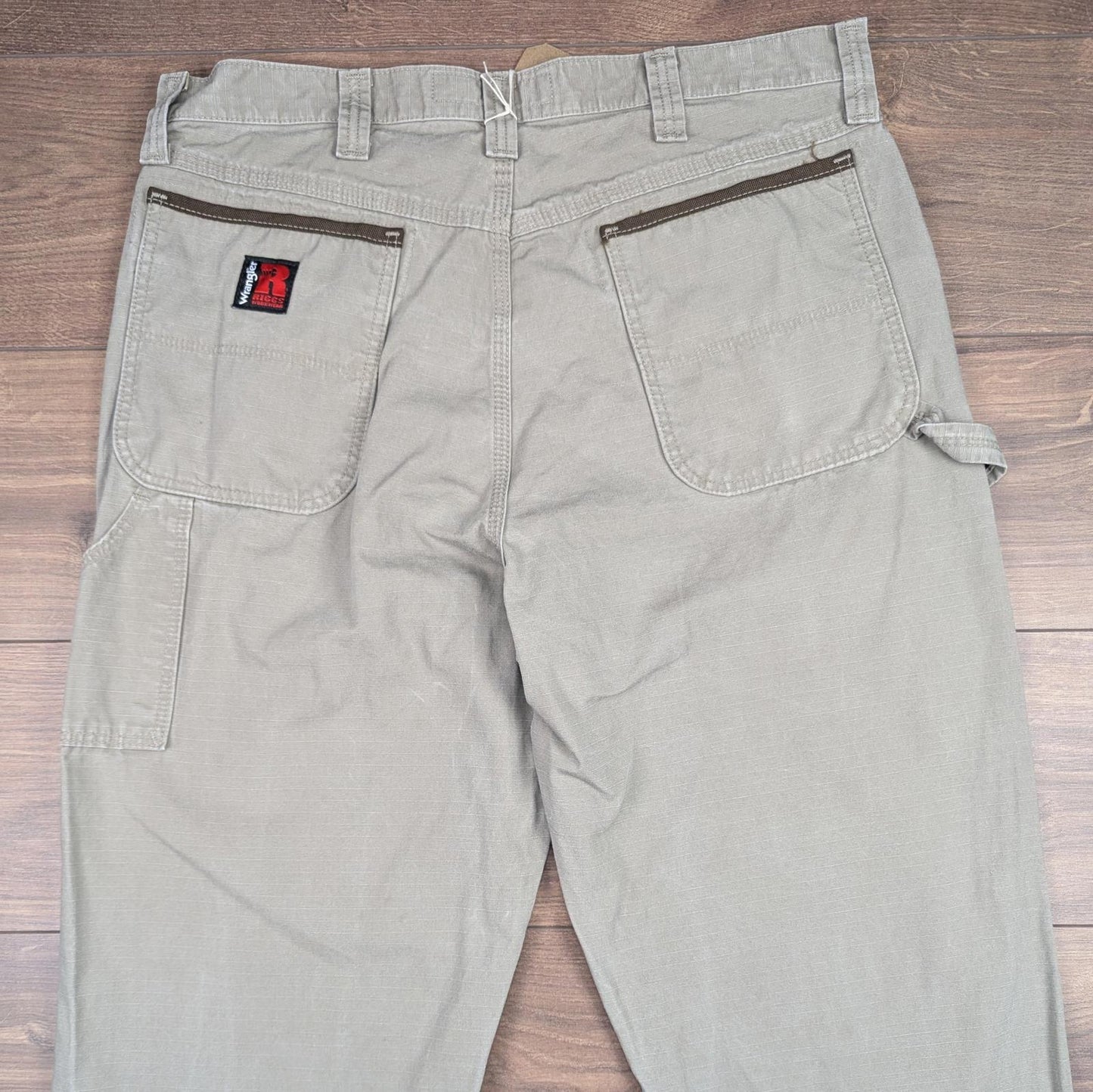 Beige Vintage Wrangler Riggs Workwear Carpenter Pants Cargo Straight Leg W36 L30