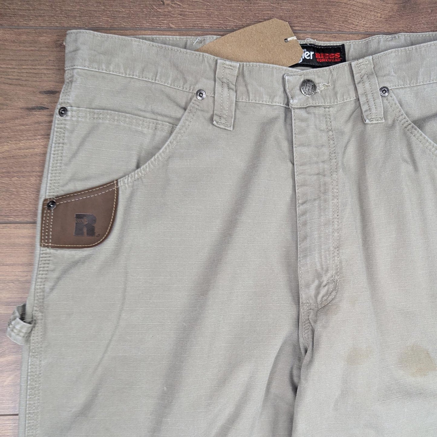 Beige Vintage Wrangler Riggs Workwear Carpenter Pants Cargo Straight Leg W36 L30
