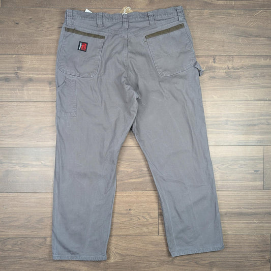 Grey Vintage Wrangler Riggs Workwear Carpenter Pants Cargo Straight Leg W40 L30