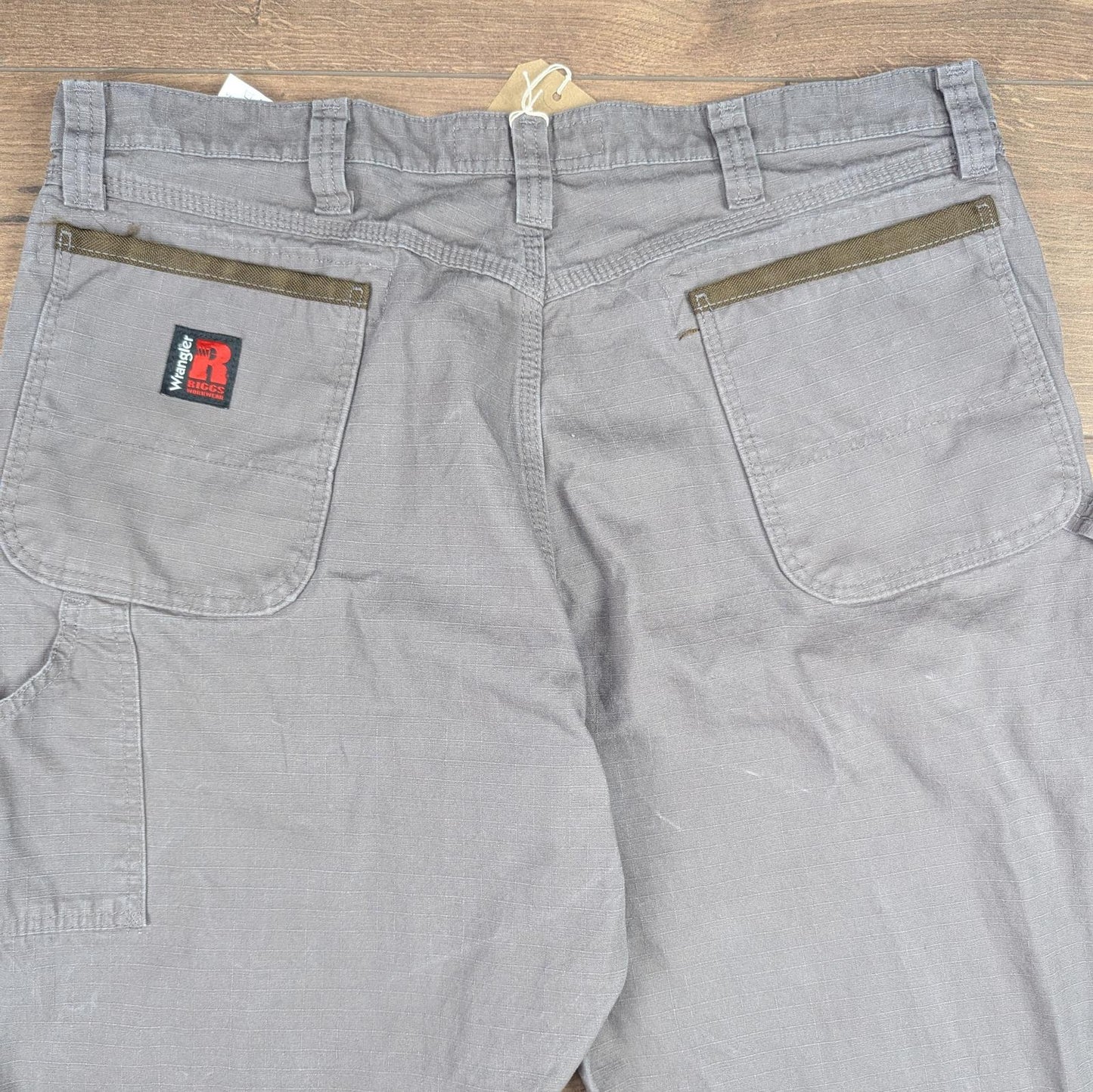 Grey Vintage Wrangler Riggs Workwear Carpenter Pants Cargo Straight Leg W40 L30