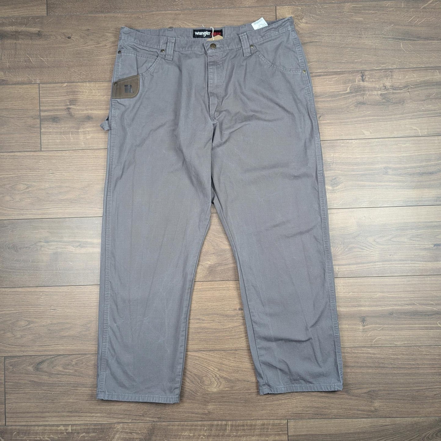Grey Vintage Wrangler Riggs Workwear Carpenter Pants Cargo Straight Leg W40 L30