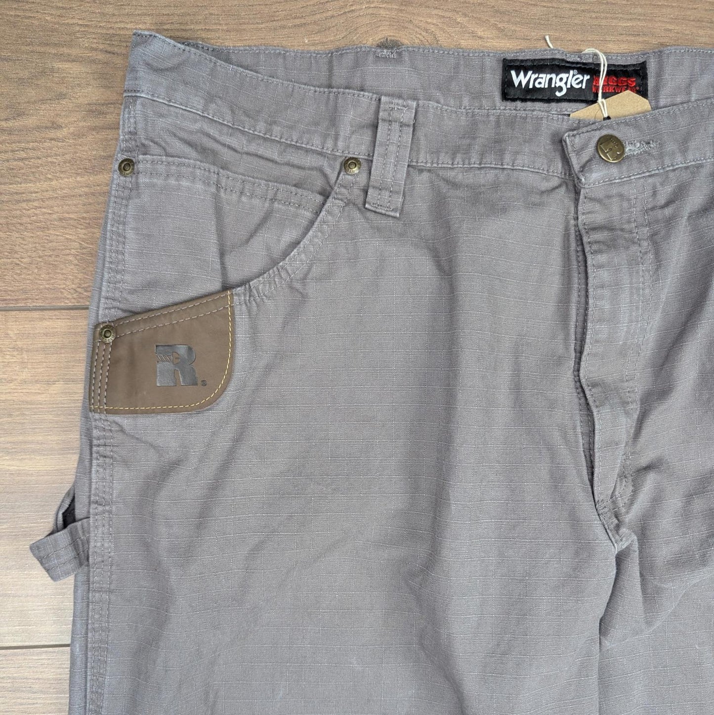 Grey Vintage Wrangler Riggs Workwear Carpenter Pants Cargo Straight Leg W40 L30