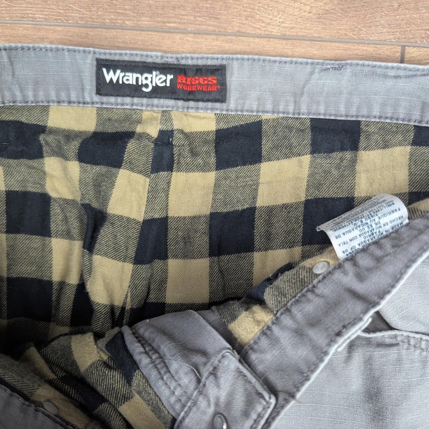 Grey Vintage Wrangler Riggs Workwear Carpenter Pants Lined Baggy Cargo W36 L30