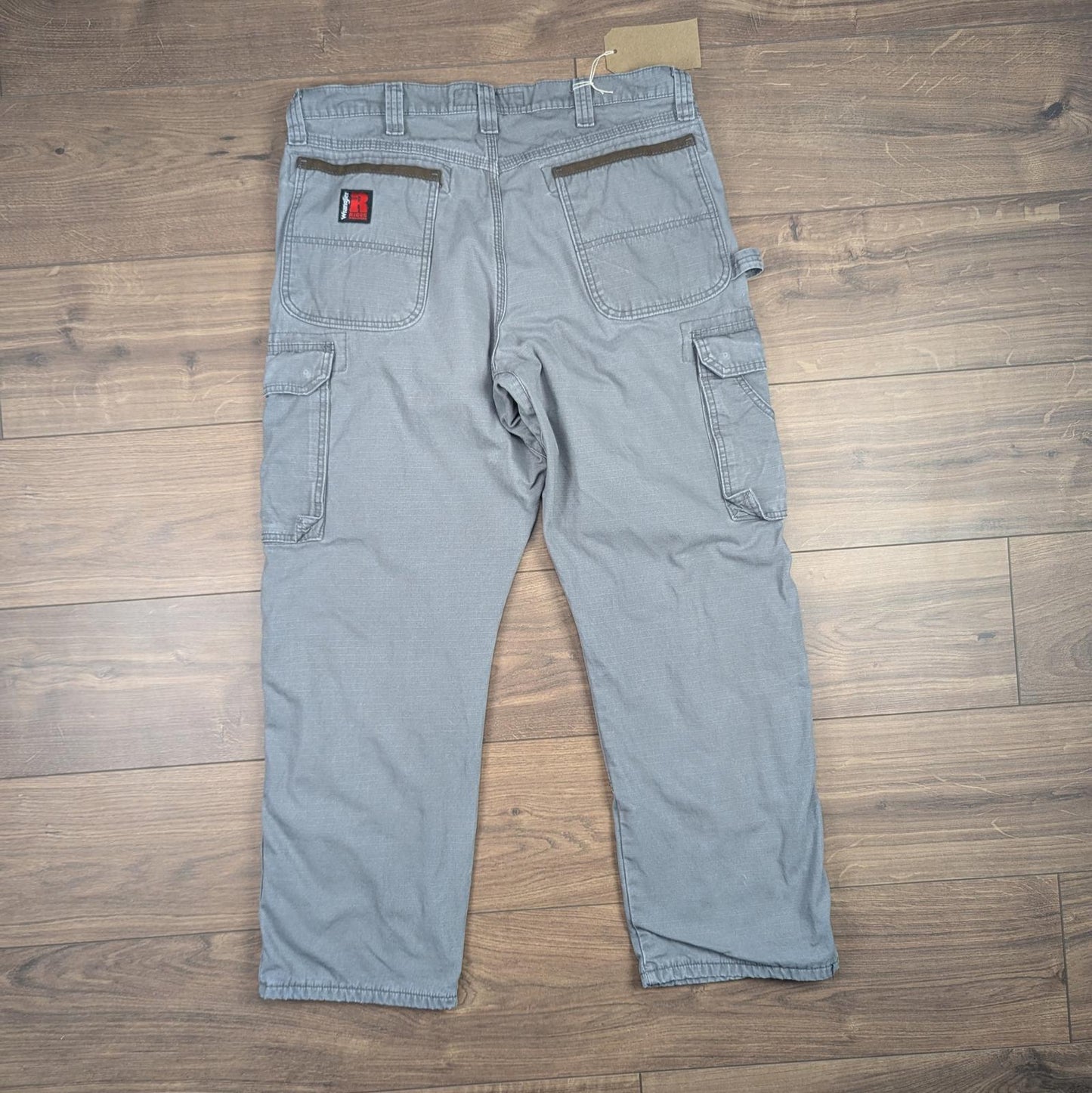 Grey Vintage Wrangler Riggs Workwear Carpenter Pants Lined Baggy Cargo W36 L30