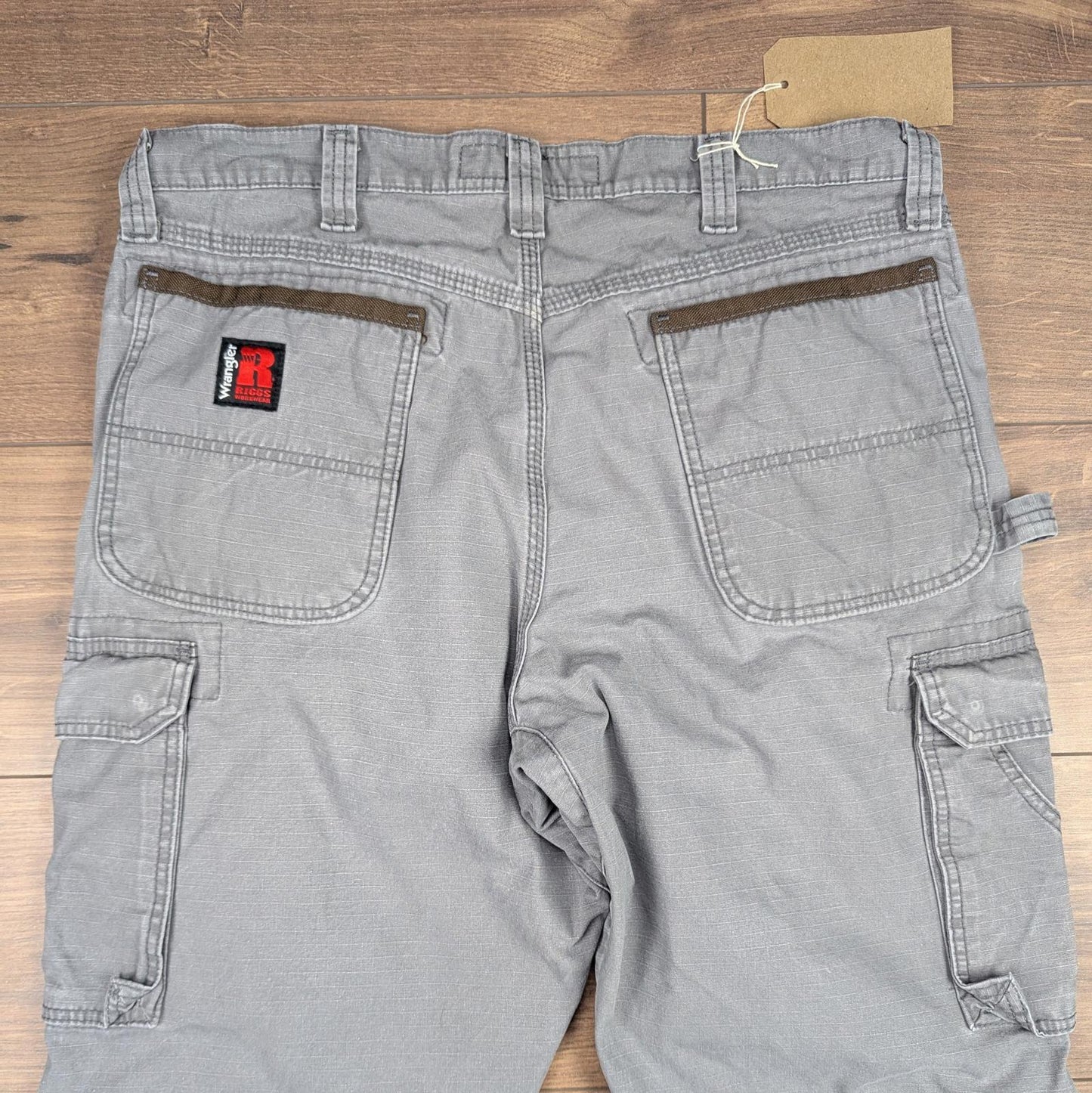 Grey Vintage Wrangler Riggs Workwear Carpenter Pants Lined Baggy Cargo W36 L30
