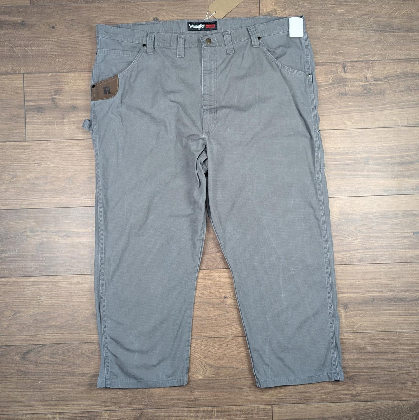 Grey Vintage Wrangler Riggs Workwear Carpenter Pants Cargo Straight Leg W46 L27