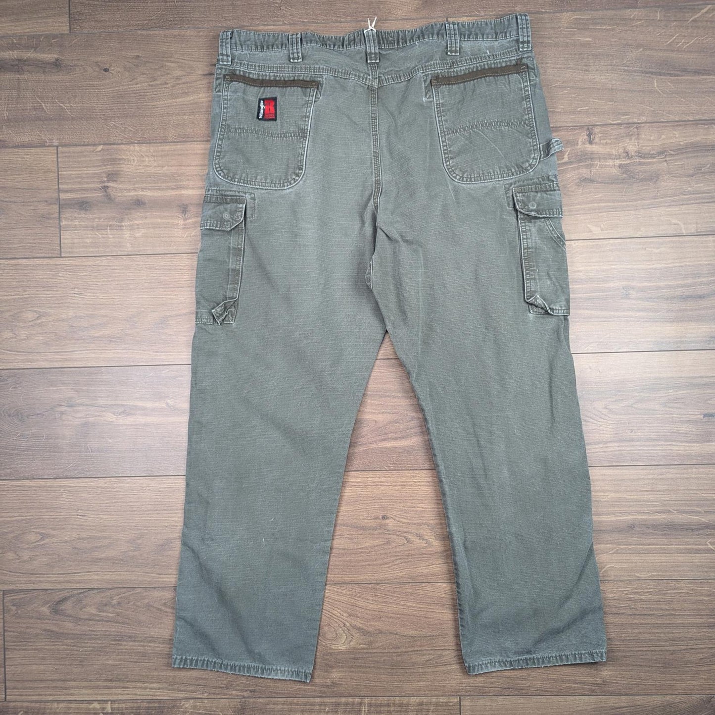 Grey Vintage Wrangler Riggs Workwear Carpenter Pants Cargo Straight Leg W42 L32