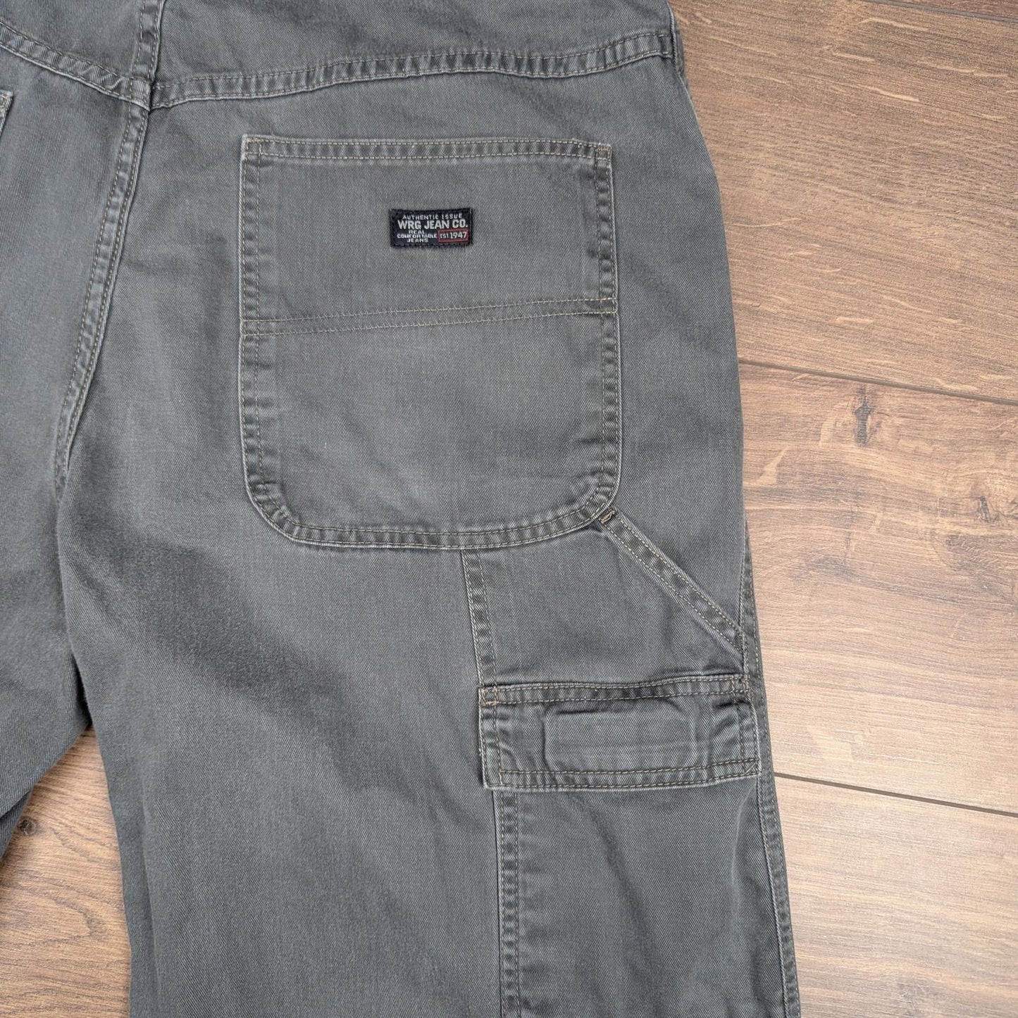 Grey Vintage Wrangler Carpenter Pants Baggy Cargo Hip-Hop Skater W38 L32
