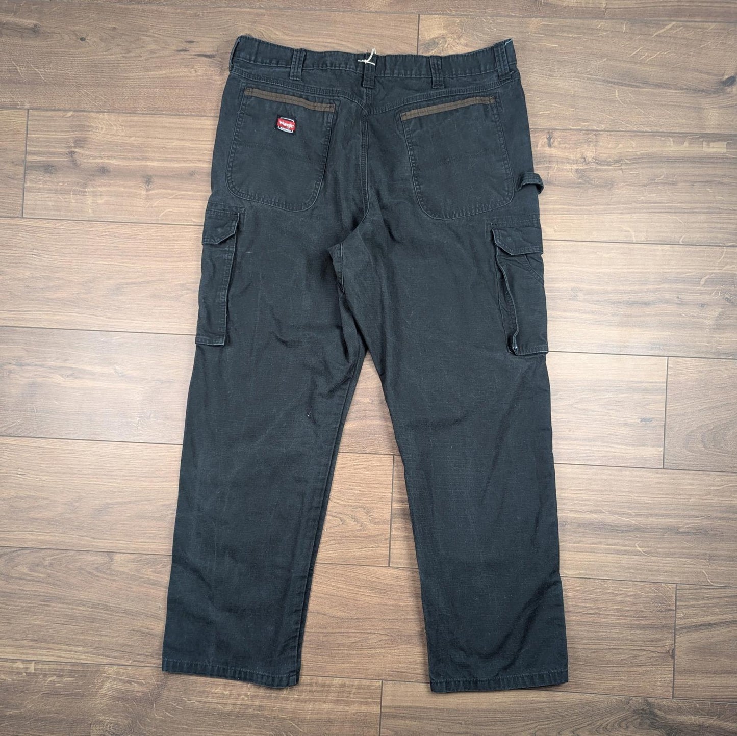 Black Wrangler Workwear Carpenter Pants Baggy Cargo Straight Leg W30 L32
