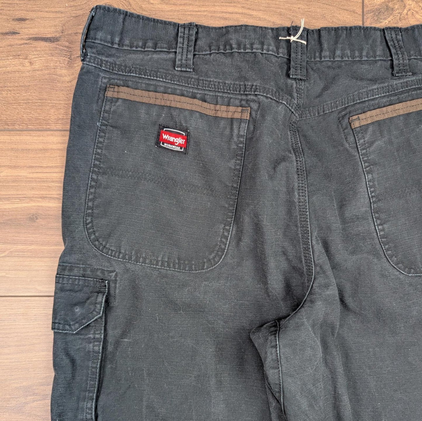 Black Wrangler Workwear Carpenter Pants Baggy Cargo Straight Leg W30 L32