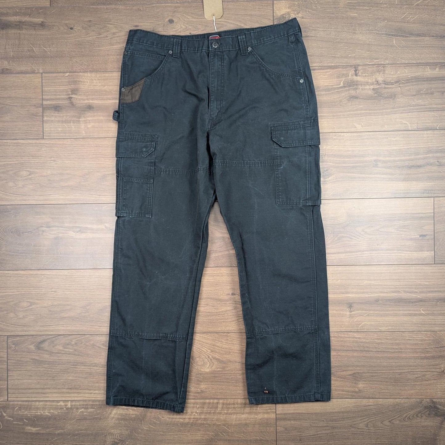 Black Wrangler Workwear Carpenter Pants Baggy Cargo Straight Leg W30 L32