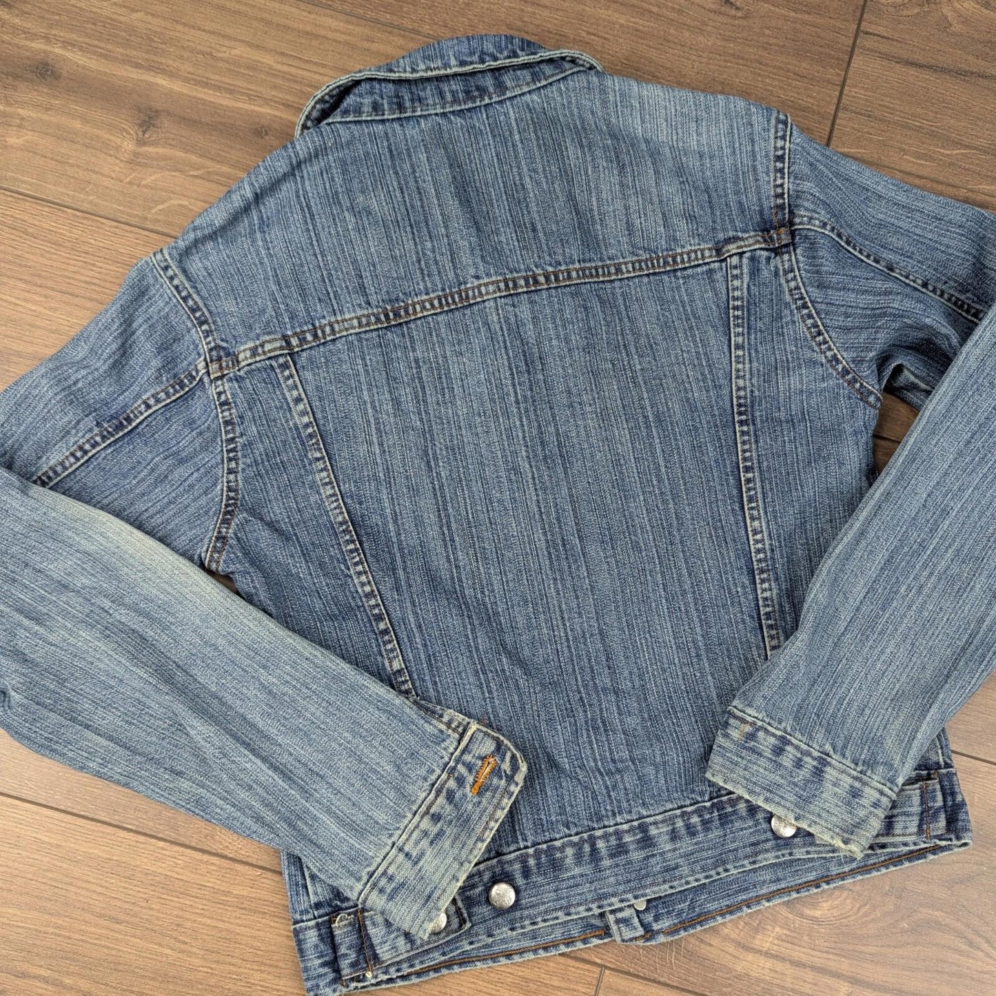 2000s Vintage Blue Fitted Denim Jacket Size UK10
