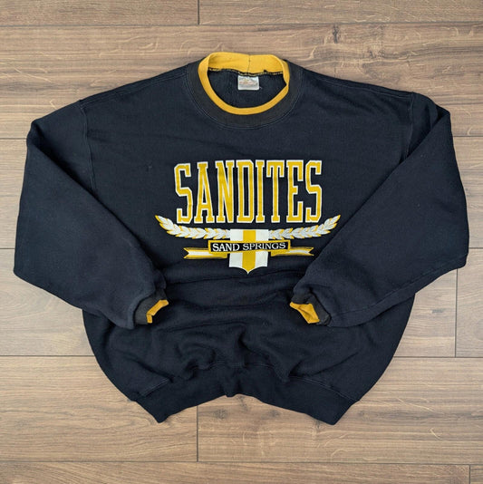 1990s Vintage Sandites College Black Graphic Sweatshirt Size XL