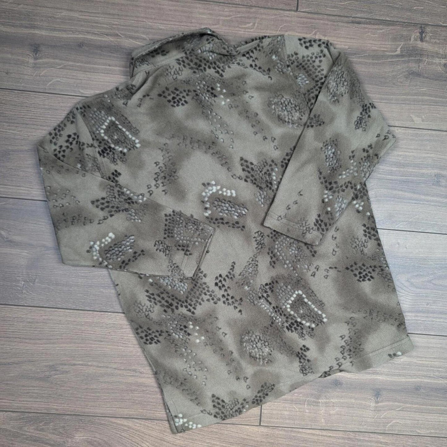 90's Vintage Snake Print Pattern Brown/Tan Fleece Women's S