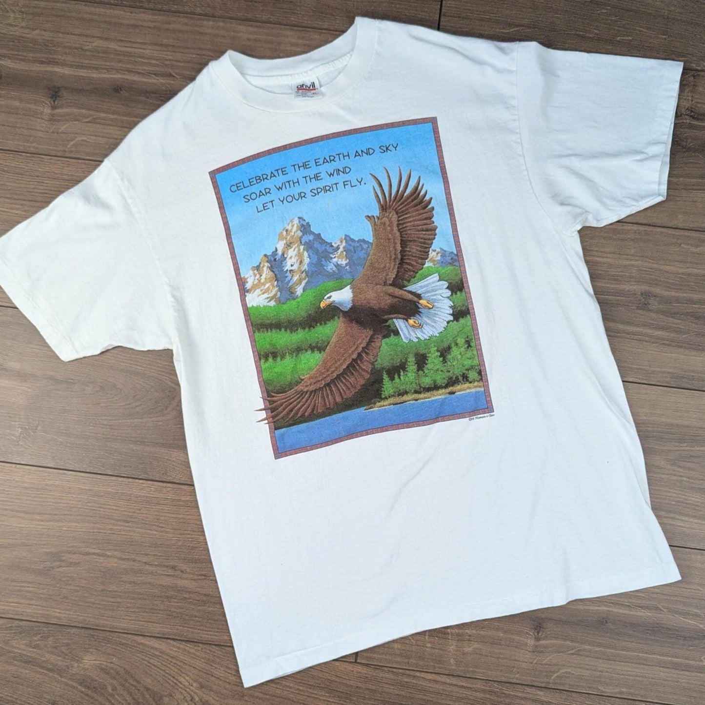 1990s Vintage Single Stitch Eagle Mountains Graphic T-Shirt Size L