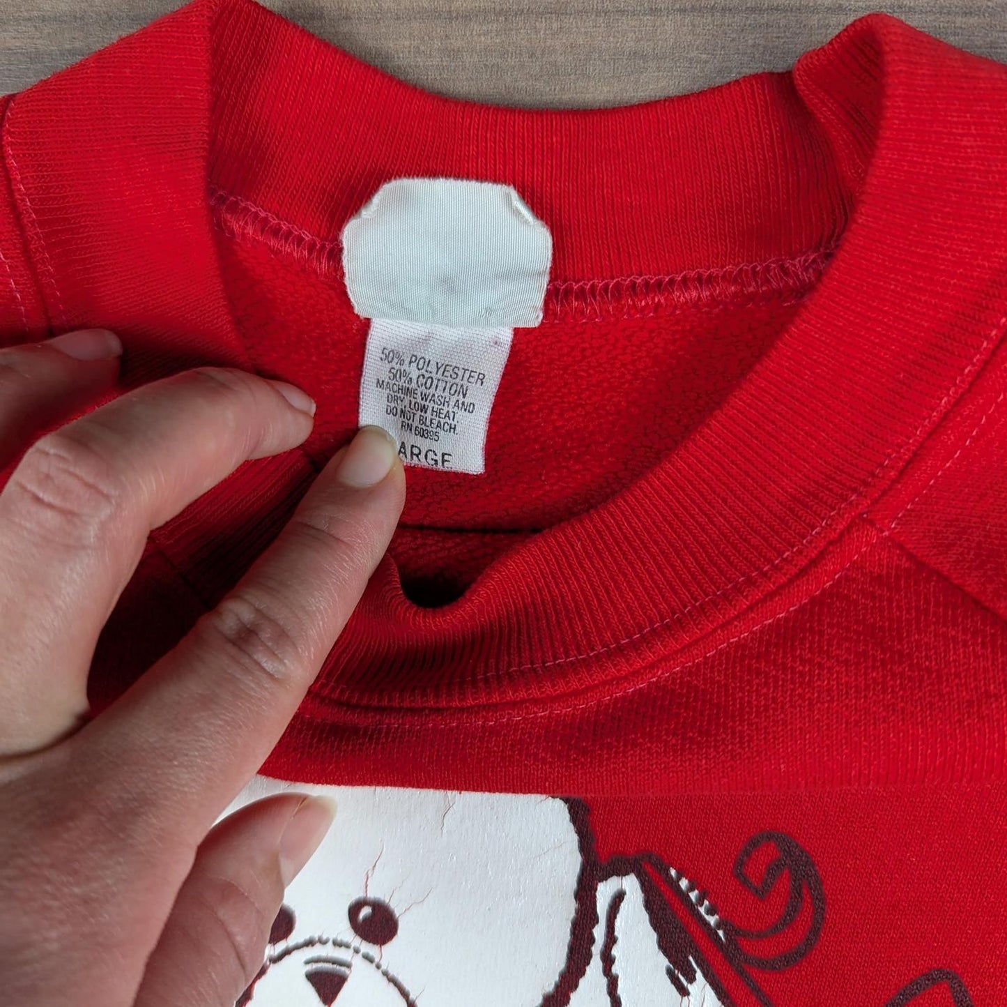 Vintage 90s 'Tis the Season Cartoon Bear Christmas Jumper Sweatshirt Size L