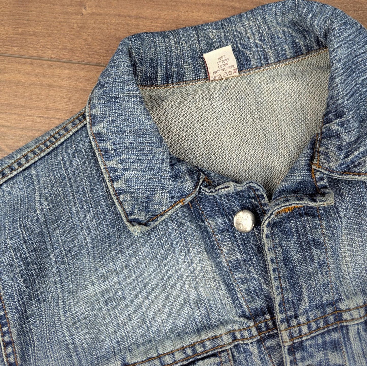 2000s Vintage Blue Fitted Denim Jacket Size UK10