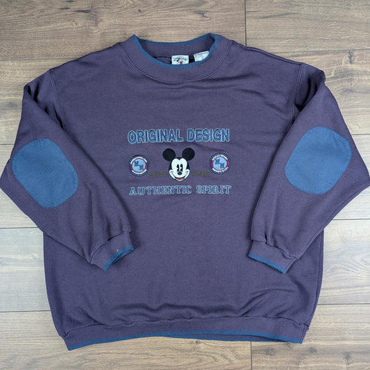 1990s Vintage Disney Mickey Mouse Retro Embroidered Purple Sweatshirt Size XL