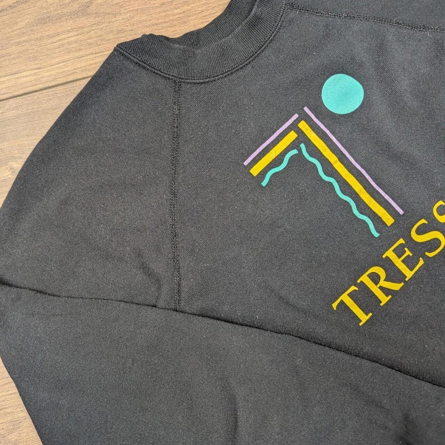 Vintage 1980's Black Modern Art Graphic Sweatshirt Jumper