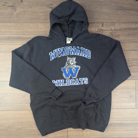 Vintage 1990s Lee Heavyweight Wildcats Black Graphic Hoodie Size L