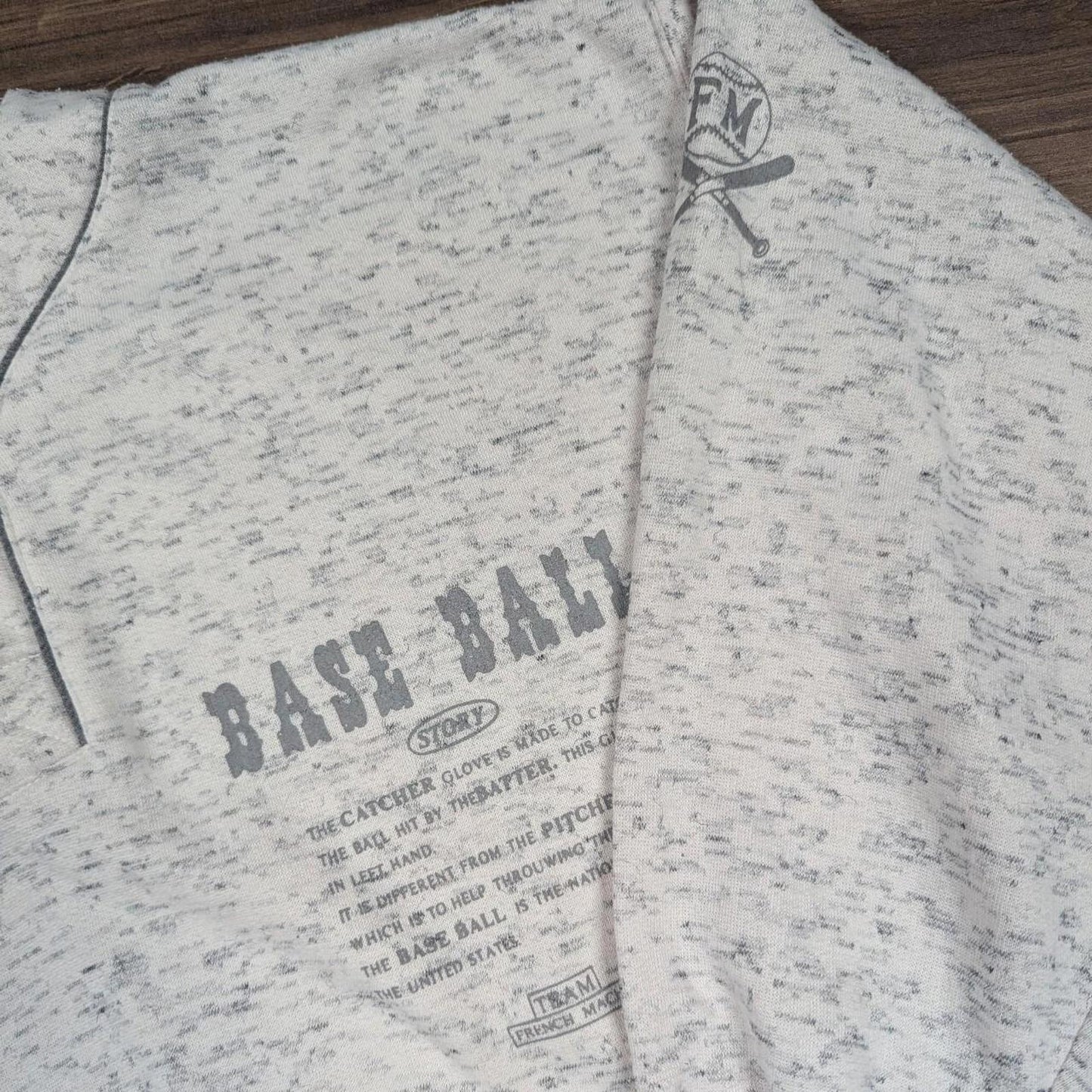 Vintage 1980's Grey Marl Baseball Graphic Sweatshirt Jumper