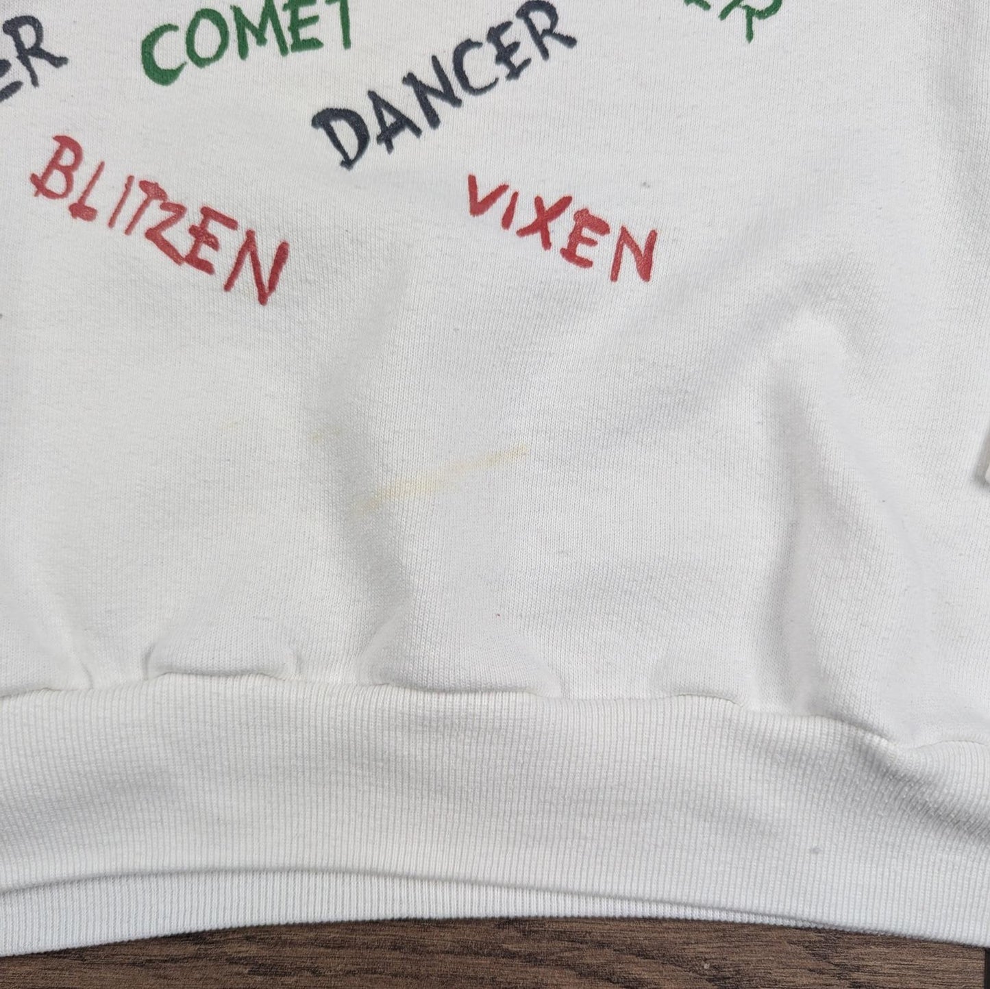 Vintage 90's White Reindeer Rudolph Christmas Jumper Sweatshirt Size M