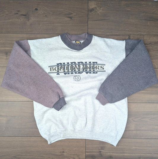 1990's Vintage Purdue Boiler Makers Two-Tone Sports Sweatshirt Size M