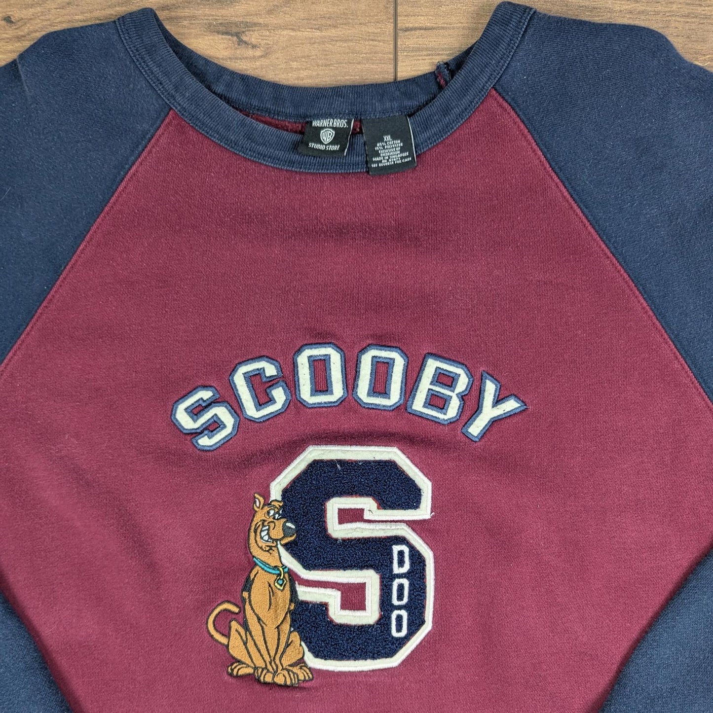 90s Vintage Warner Bros Scooby Doo Embroidered Varsity Burgundy Sweatshirt