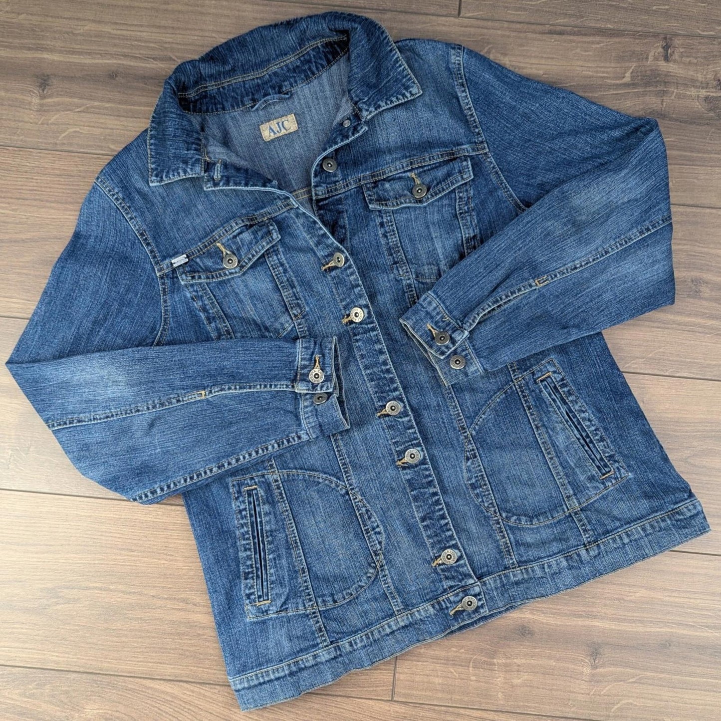 Vintage 2000s Blue Fitted Denim Jacket Size L/XL