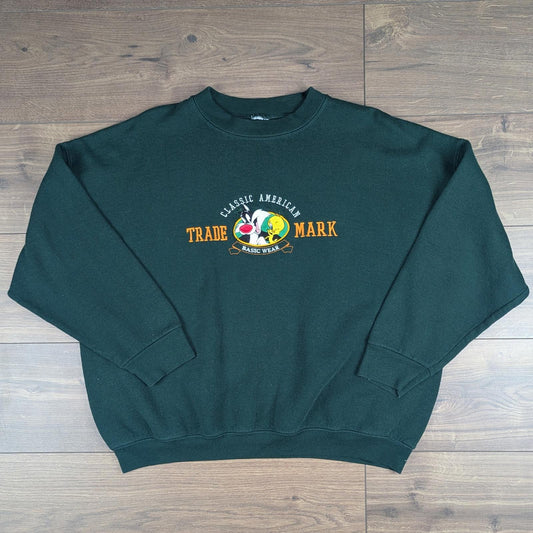 Vintage 1990s Sylvester Warner Bros Embroidered Sweatshirt Jumper Size XXL