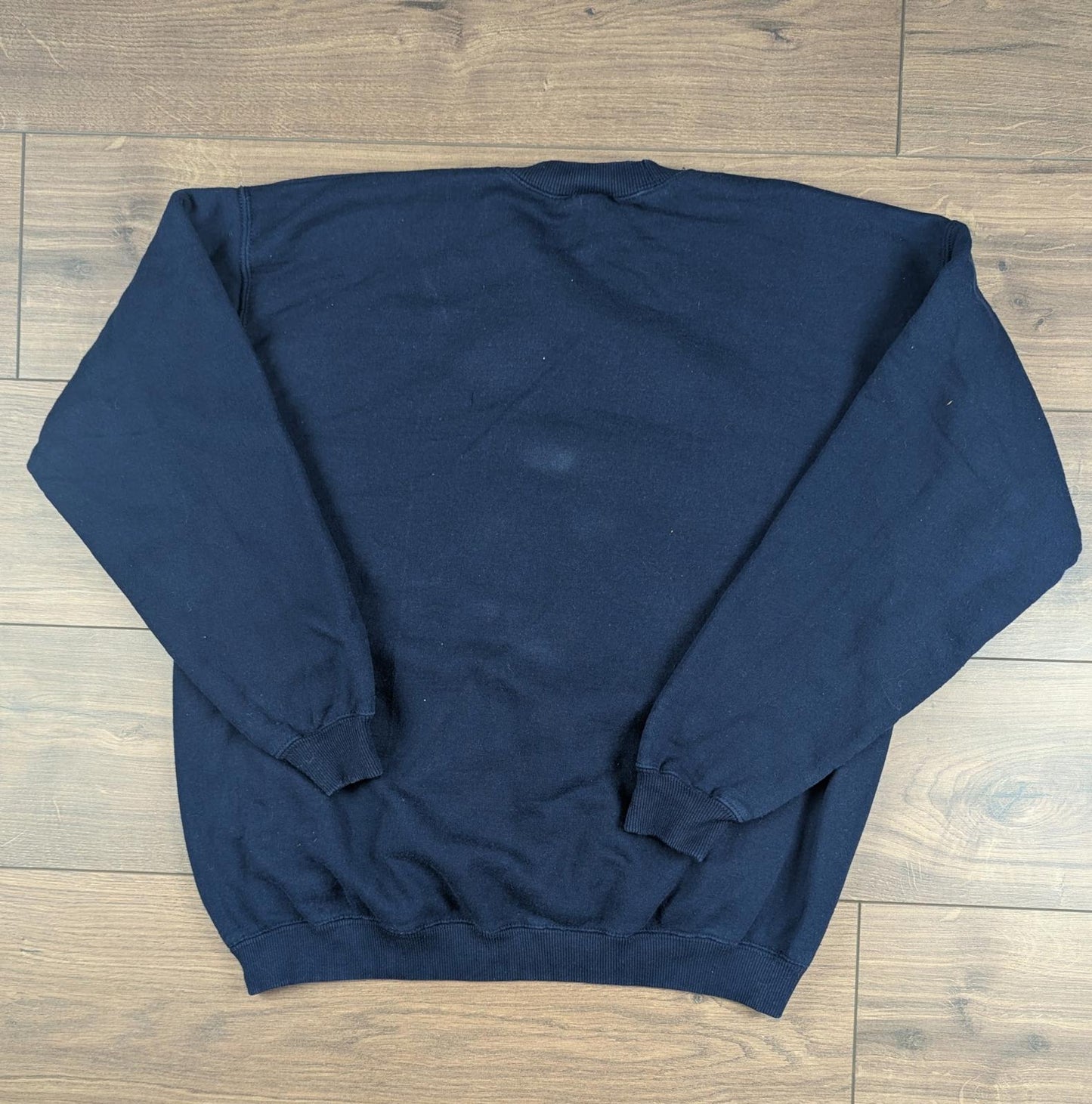 Navy 00's Vintage Graphic Winter Christmas Jumper Sweatshirt Size L