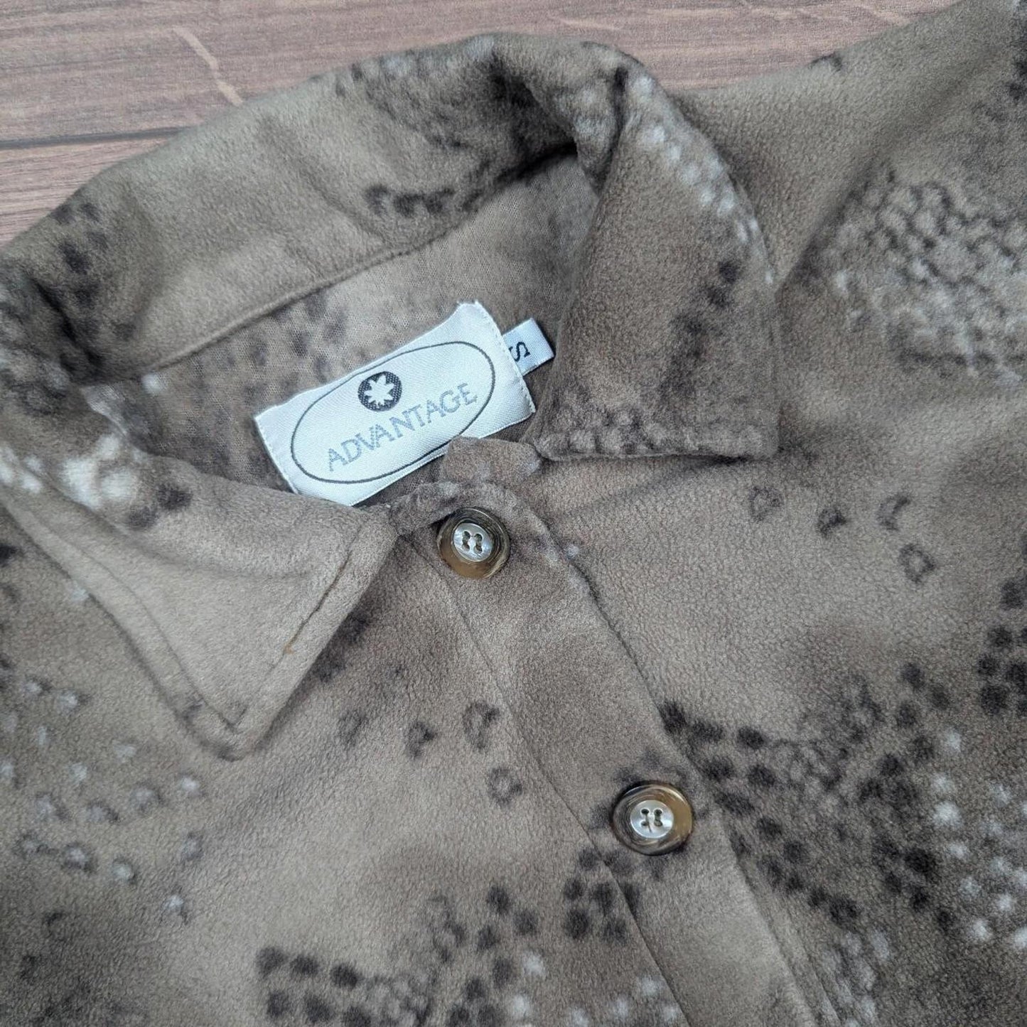 90's Vintage Snake Print Pattern Brown/Tan Fleece Women's S