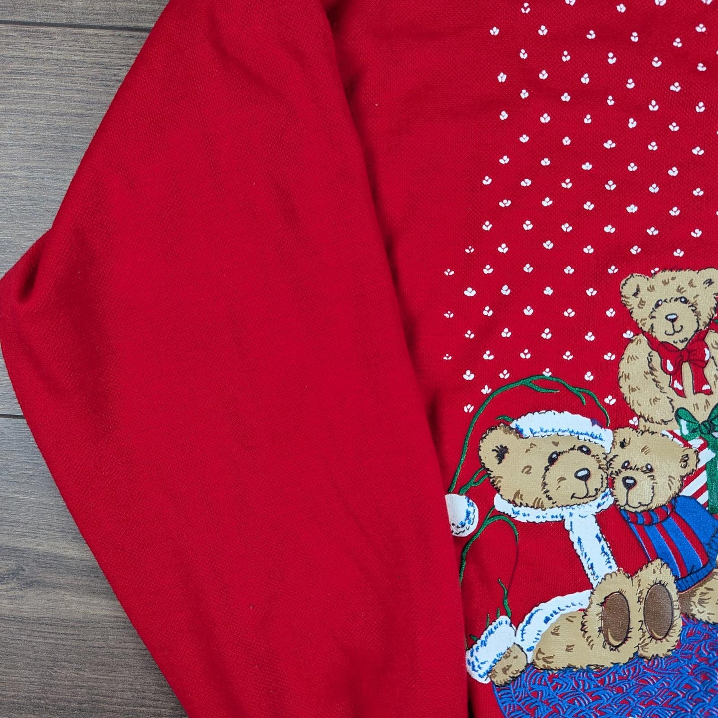 Vintage 80s 90s Festive Turtleneck Bear Christmas Jumper Size M-L