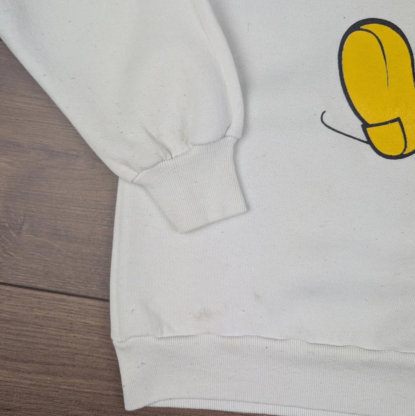 White/Cream 1980s Vintage Disney Mickey Mouse Graphic Jumper Size S/M