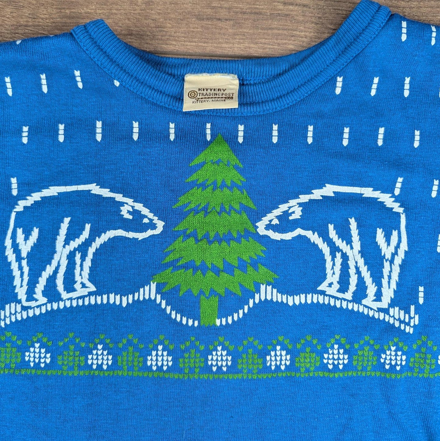 Blue Vintage 90s Polar Bear Tree Christmas Jumper Sweatshirt Size M