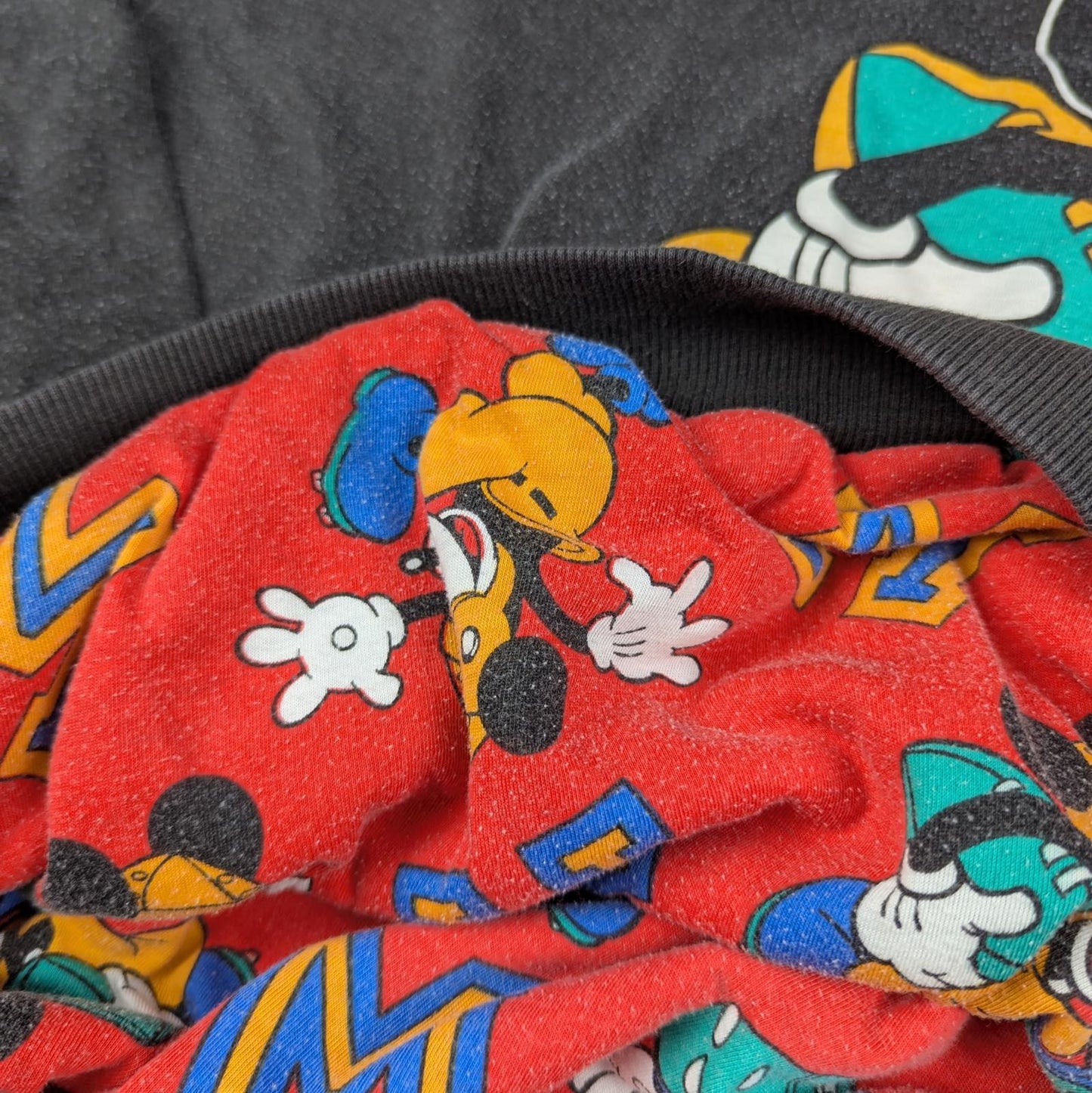 1980s Vintage Reversible Mickey Mouse Disney Football Sweatshirt Jumper Size XL