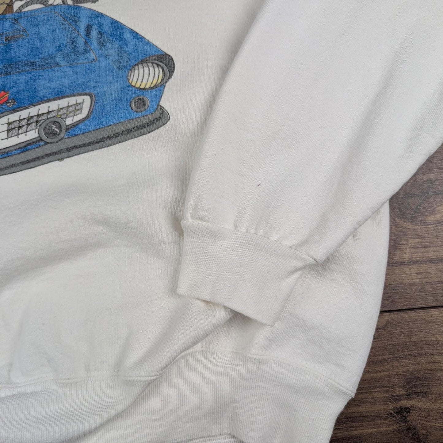 1990s Vintage Looney Tunes Acme Clothing White Cartoon Sweatshirt Jumper Size L