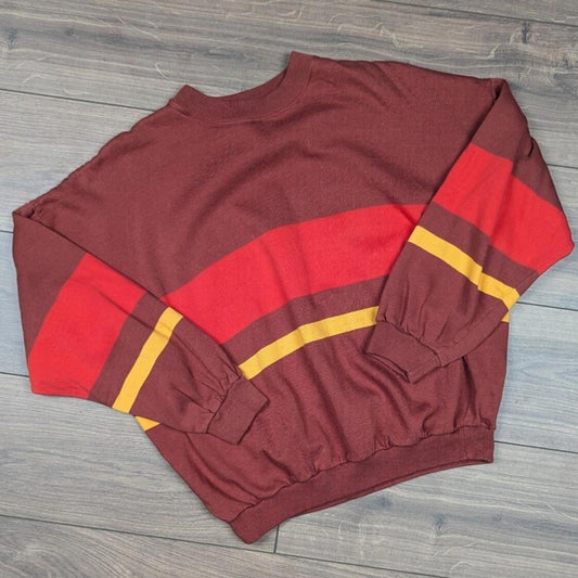 Vintage 70's Striped Orange Jumper Sweatshirt Sweater