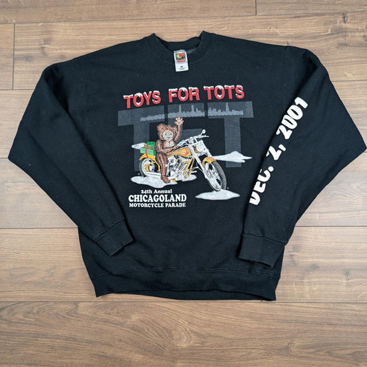 2001 Vintage Black Toys for Tots Chicagoland Christmas Jumper Sweatshirt Size XL