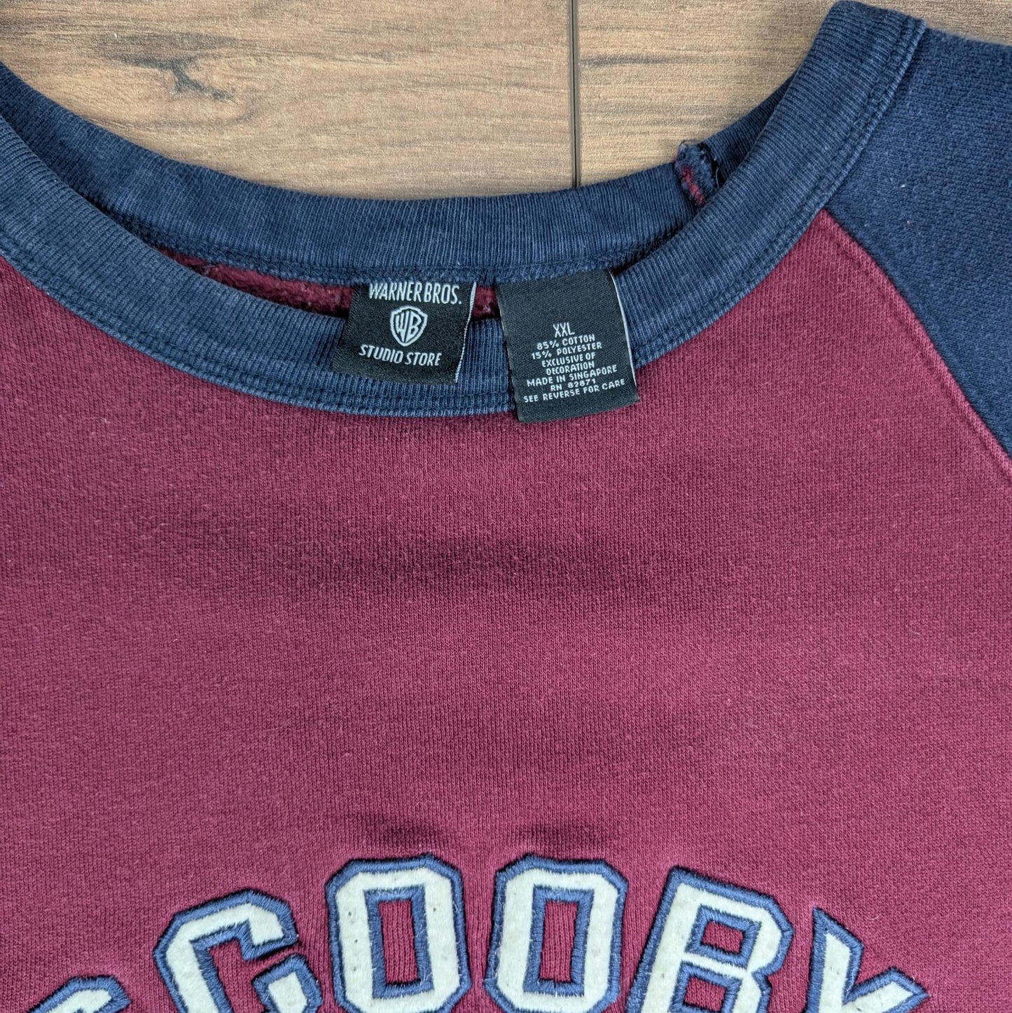 90s Vintage Warner Bros Scooby Doo Embroidered Varsity Burgundy Sweatshirt