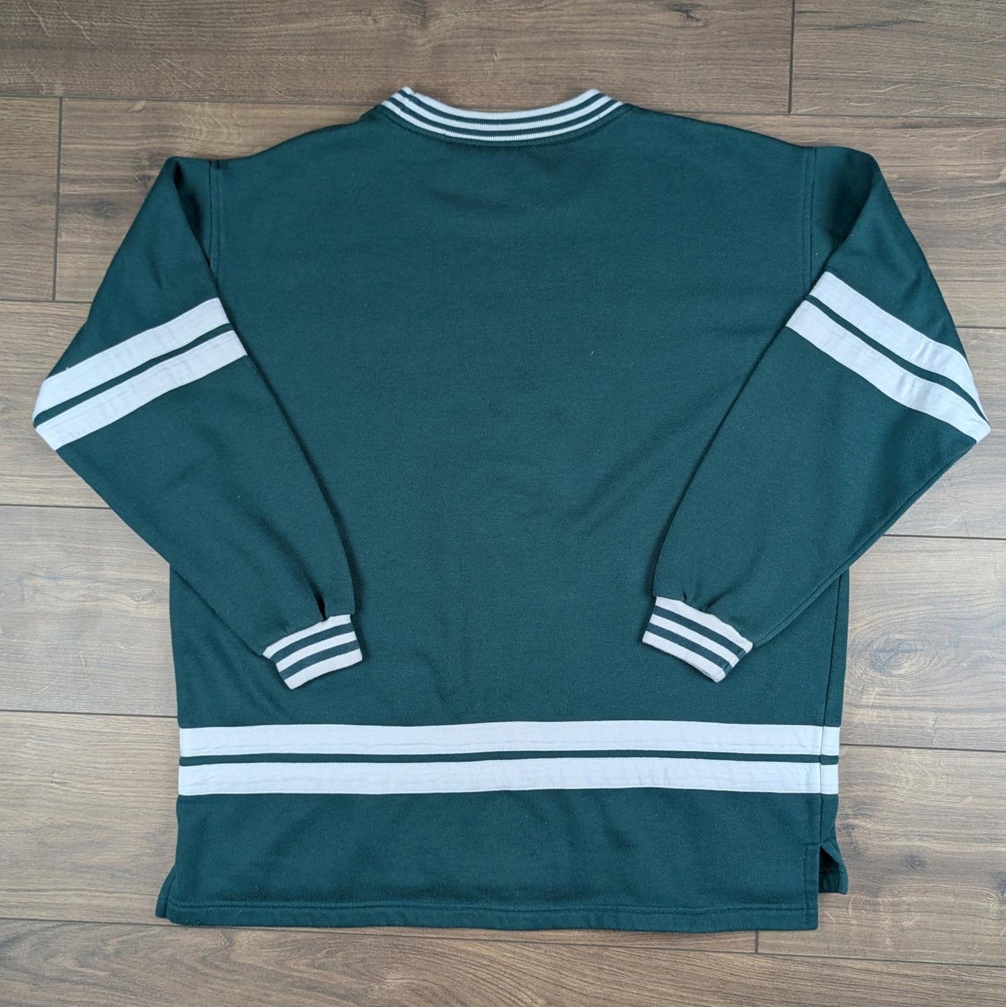 Vintage 1990s Green Mickey Mouse Embroidered Disney Jersey Sweatshirt Size L